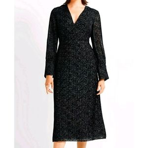 Club Monaco deep-v burnout speckle midi dress